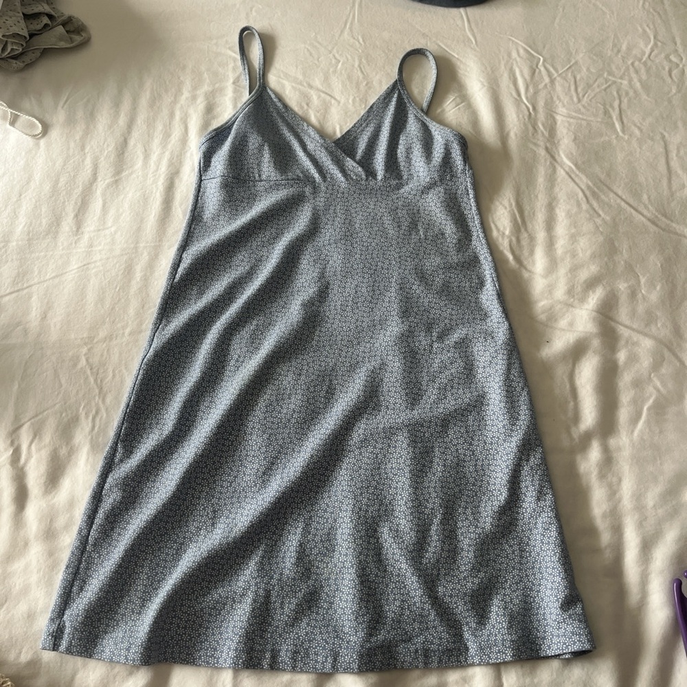 Brandy Melville Blue Floral Spaghetti Strap Dress